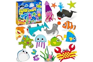 Cheffun Sea Animals Paper Craft Kit - Sea Animal Themes Toddler Arts and Crafts for Kids 4-6 6-8 4-8, Kids Arts & Crafts Ages for Toddlers 4-8 Years, Kids Art and Craft Supplies Kit for Kids 6-9