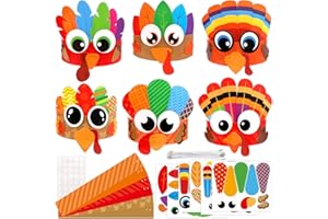 ceiba tree Turkey Headbands Crafts Thanksgiving Craft Kits for Kids Turkey Paper Hats Crowns Party Supplies School Classroom Activities