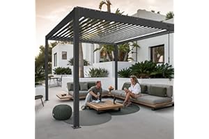 Cecarol 10'x10' Aluminum Louvered Pergola, Adjustable Roof, High Strength, Windproof 65MPH, High Precision One-Piece Beams, 0-90 Angle-Free Louvers, Maintenance Free, Modern Gazebo(Black)