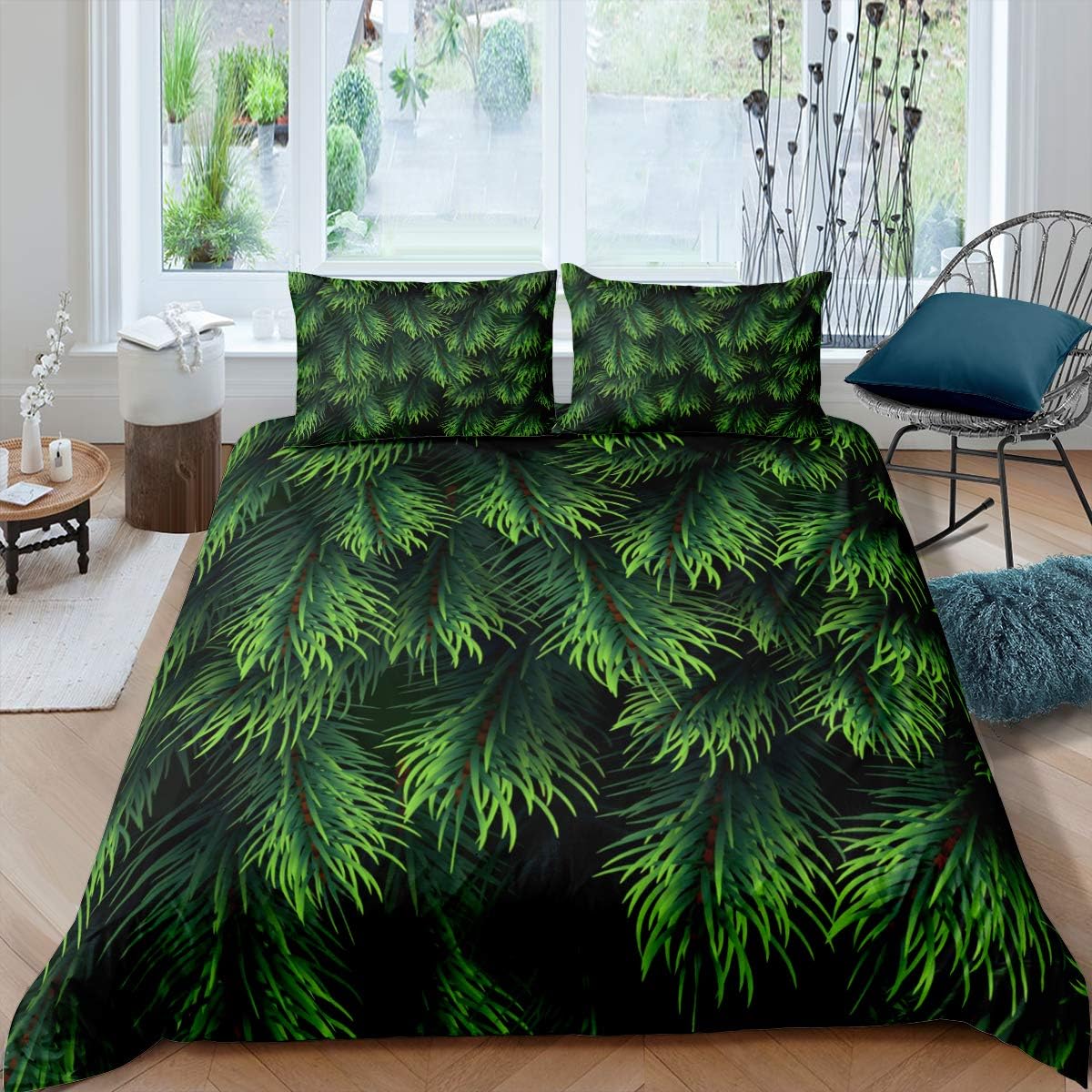 Erosebridal Palm Leaf Duvet Cover Realistic Vivid Leaves