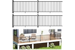 Egadis 36 in. H x 24 ft. W Porch and Deck Railing Kit, Aluminum Railing Kit, Black Textured Powder-Coat Finish Railing System for Outdoor Decks, Porches & Balconies (4 Post, 4 Panel)
