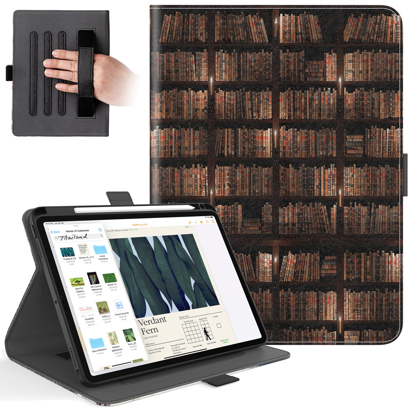 Photo 1 of Dteck Case for iPad Air (3rd Generation) 2019 /iPad Pro 2017 Case 10.5" - Protective Magnetic Leather Case with [Pencil Holder/Adjustable Viewing Stand Angle] Durable Cute Folio Cover (Bookshelf)