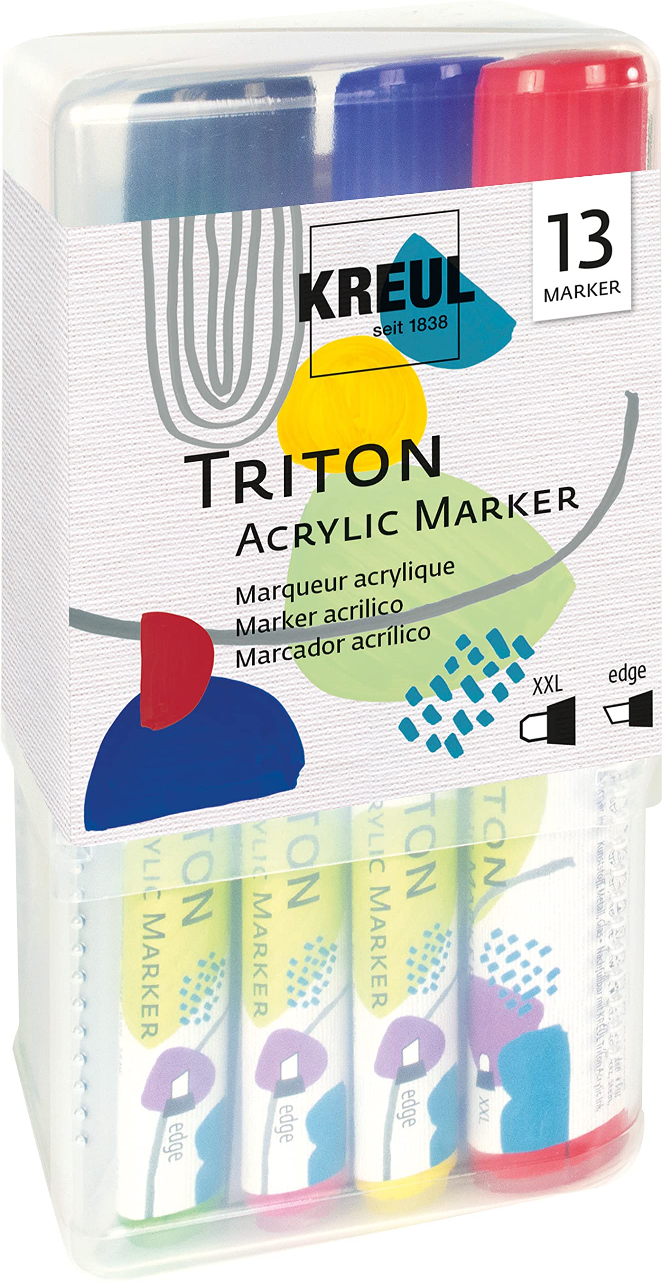 KREUL Solo Goya Triton Acrylic Paint Marker Power Pack, 13 Artist Pens with Water-based Acrylic Paint, Stable Tips with Line Width 1-4 mm and 15 mm, Matte Drying