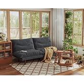 DreamDashio Futon Sofa Bed, 69 inch Futon Couch with Adjustable Backrest, Corduroy Convertible Sleeper Sofa Bed, Folding Sleeper Recliner for Apartment, Living Room, Office, Grey