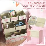 ZONEKIZ Kids Storage Unit with 6 Fabric Bins Pink 63 x 30 x 66 cm view 5