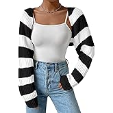 Women's Shrug Cardigan Sweater Drop Shoulder Long Sleeve Knit Crop Bolero Cardigans
