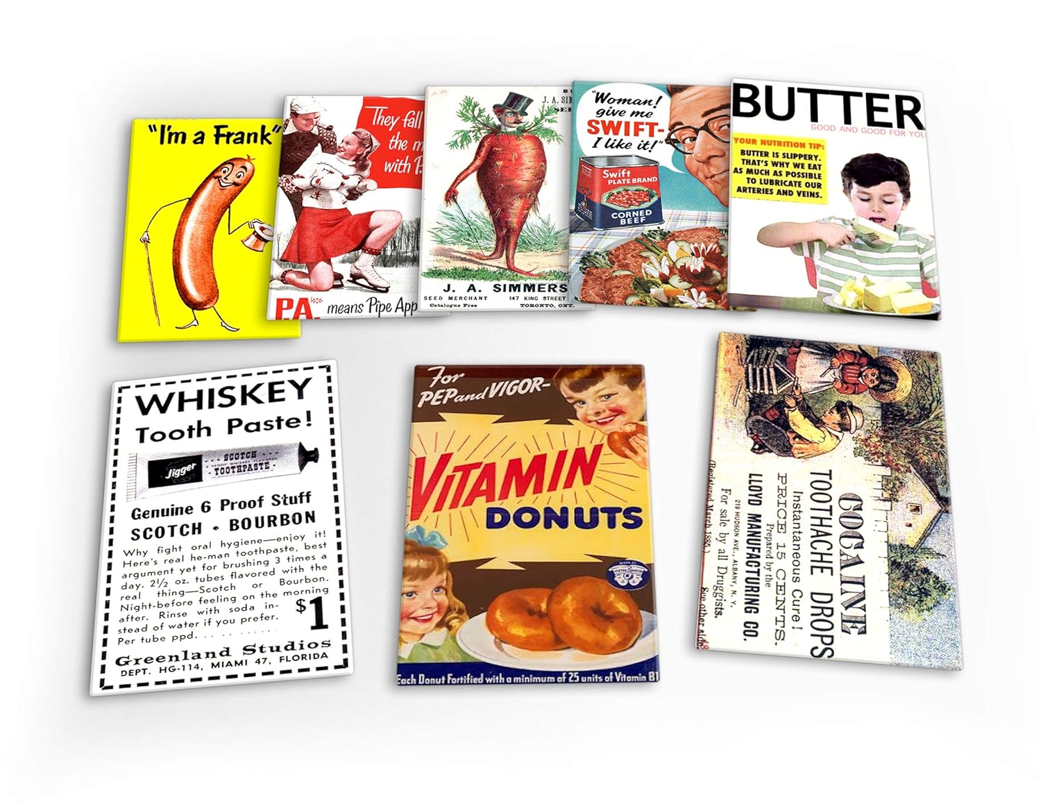 Funny Vintage Advert Set A 8 X Plastic Poster Refrigerator Magnets Magnets Handmade Products Afsaana Com