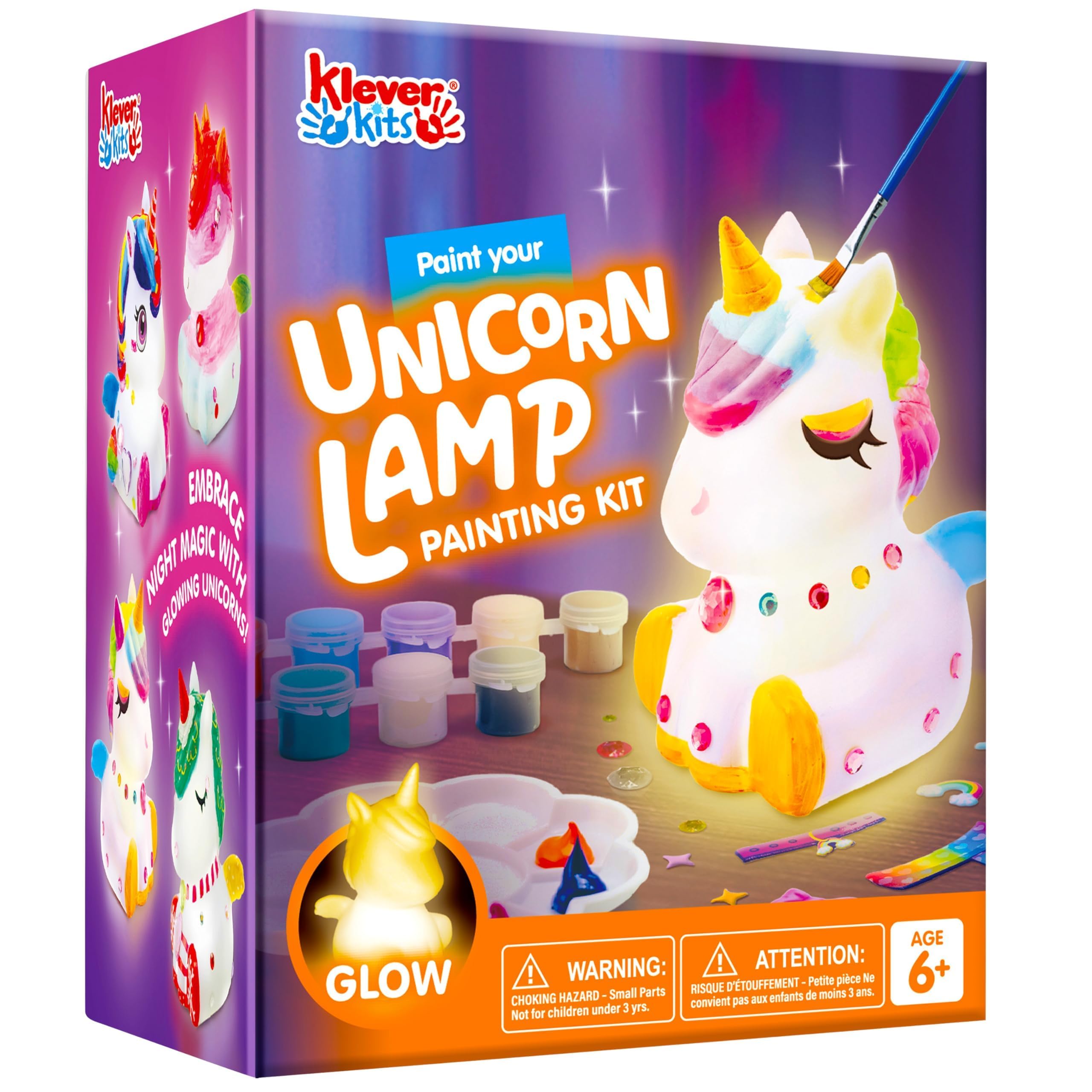 Klever Kits Paint Your Own Unicorn Lamp Kit,Arts and Crafts for Kids Ages 6 7 8 9 10 11 12,DIY Night Light Painting Kit,Girls Crafts Kit,Unicorn Toys Age 6+,Activities Art Supplies,Birthday Gifts