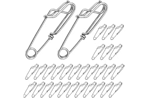 MARSRUT 30Pcs Longline Clip, 18x60mm Long Line Snapper Tool Connectors For Fishing Trotline Decoy Minnow Tuna Catfishing Crabbing Lure Trap, Stainless Steel Duo Quick Connect Lock Equipment Downrigger Release