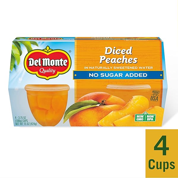 DEL MONTE, DICED PEACHES, 3.75 OZ, 4 CT