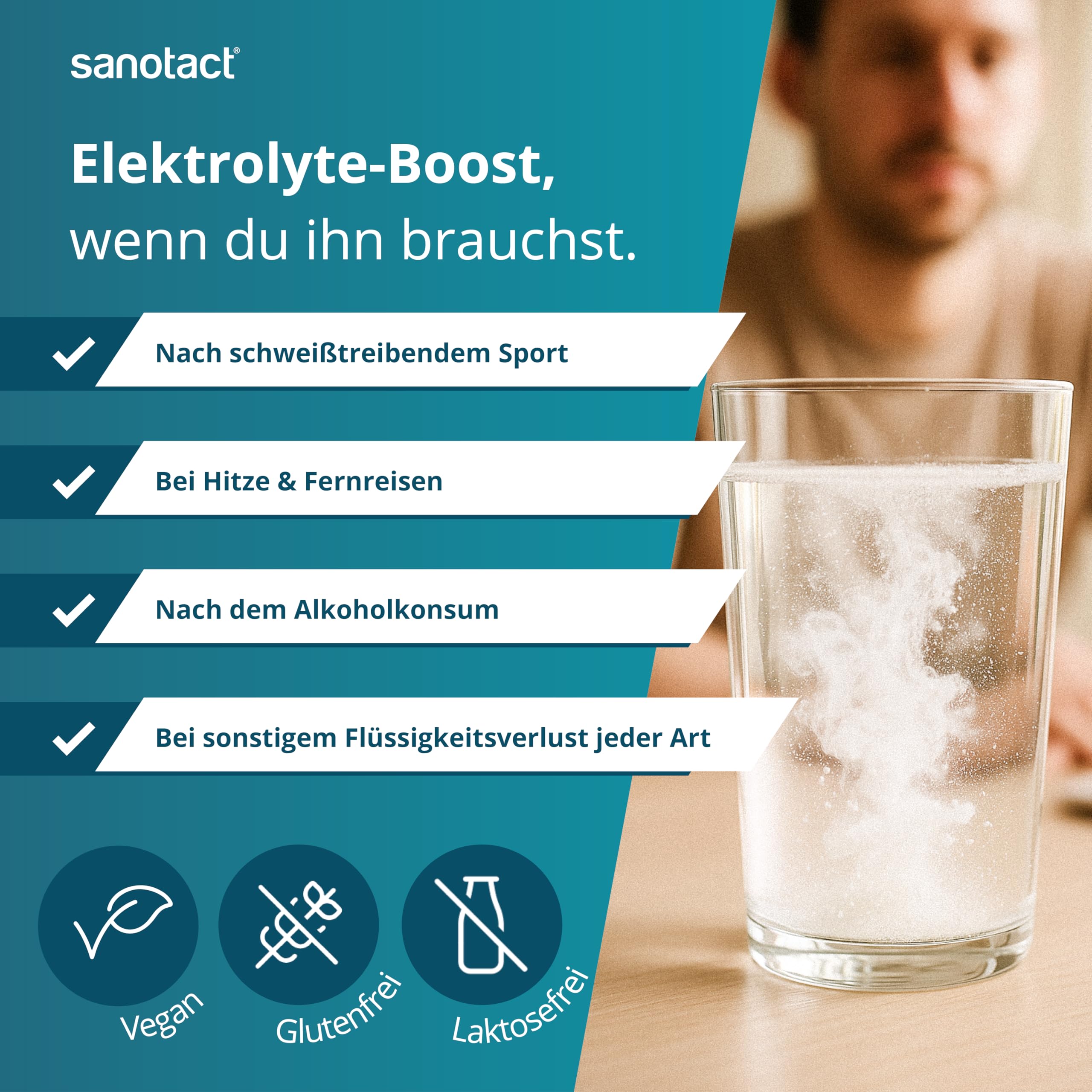 sanotact Elektrolyte Plus 50 Stück – Großpackung für Festival, Sport & Hochzeit Gastgeschenk – Elektrolyte Pulver für den Party Urlaub Zubehör & Training 6