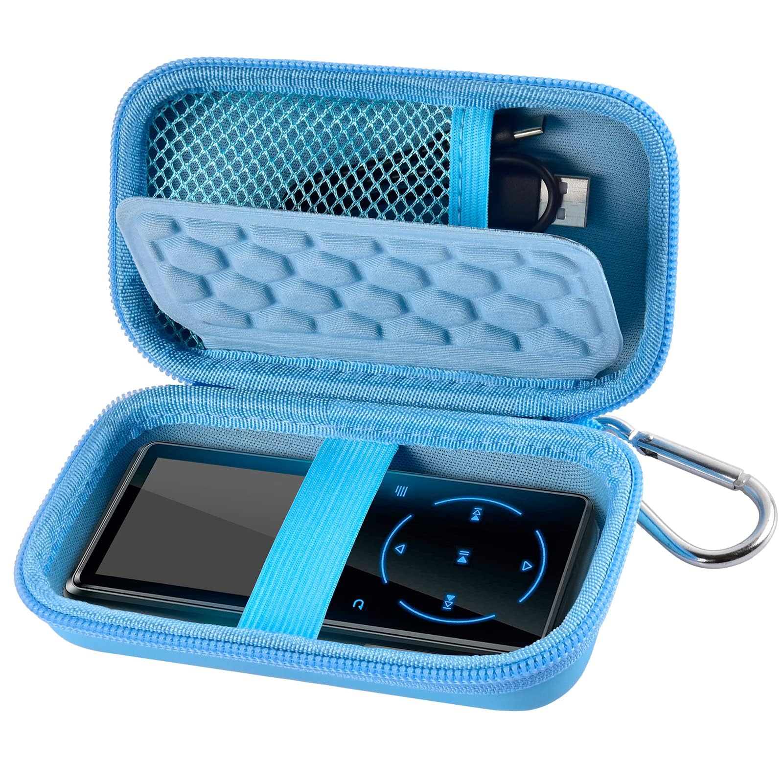 Photo 1 of Comecase MP3 & MP4 Player Case for SOULCKER/G.G.Martinsen/Grtdhx/iPod Nano/Sandisk Music Player/Sony NW-A45 and Other Music Players with Bluetooth. Fit for Earbuds, USB Cable, Memory Card - Blue