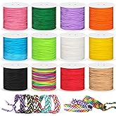 Selizo 12 Rolls Nylon String for Bracelets, Chinese Knotting Nylon Cord for Jewelry Making, Nylon Beading Thread for Kumihimo, Braided Bracelets, Necklaces, Macrame Craft, Wind Chime