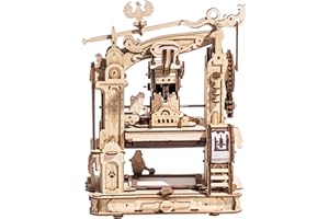 Wowood 3D Puzzles for Adults, STEM Building Kits for Kids, DIY Mechanical Gears Wooden Puzzles, Birthday Gifts for Men/Women (Classic Printing Press)