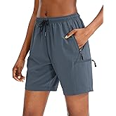SANTINY Women's 5''/ 7''/9'' Hiking Cargo Shorts Quick Dry Lightweight Summer Shorts for Women Athletic Golf Zipper Pockets