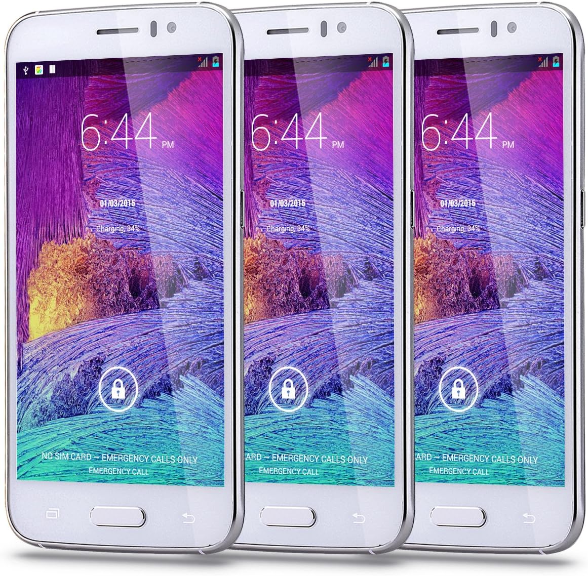 LXLG® Unlocked 5.0 Inch IPS Screen Android 5.1 MTK6580 Quad core Dual SIM Dual Standby RAM 512MB ROM 4GB Cellphone Mobile Phone 3G Phone Smartphone 5.0MP Camera (White)