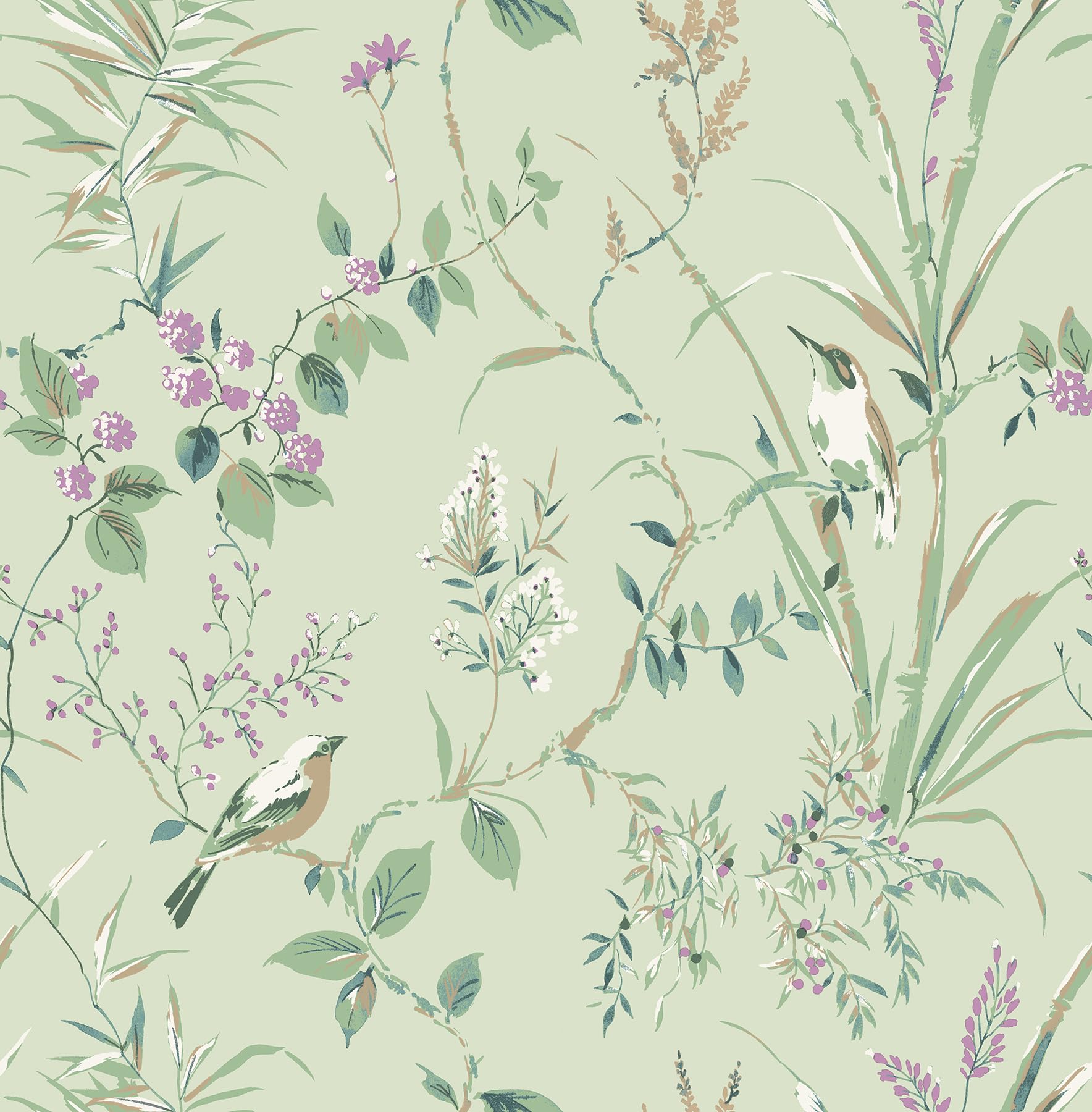 CROWN Mariko Mint/Plum Paper Wallpaper