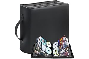 PUTNATRUE CD/DVD Storage Binder Case, Blu Ray Storage Case Capacity 136 Discs and 68 Booklet Pockets, Perfect Media Storage bag with Handle for Video Games, Movies, Musics