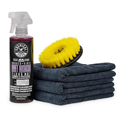Chemical Guys HOL70016 Heavy Duty Floor Mat Cleaning Kit with Mat Renew Rubber + Vinyl Floor Mat Cleaner and Protectant (16 fl oz), Drill Brush Attachment, & Workhorse Towels, 5 Item Kit
