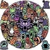 100PCS Neon Spooky Stickers Pack Halloween Party Favors Halloween Decorations