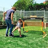 Happy Jump Upgraded Pop Up Football Goals 4x3FT Portable Black Orange view 2