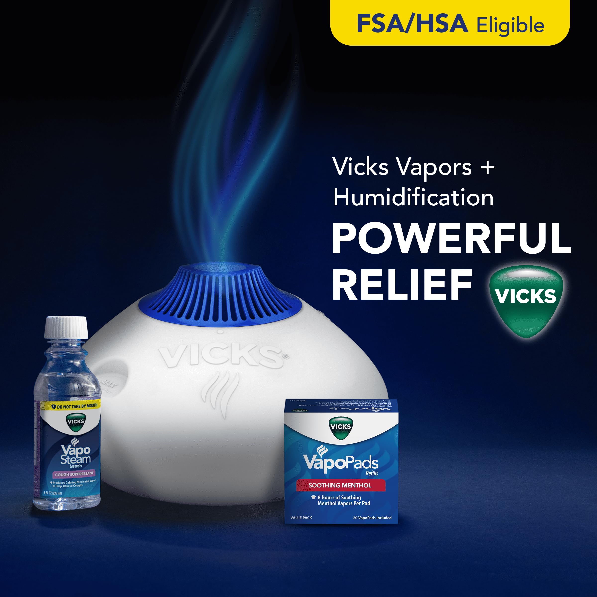 Vicks VapoPads Original Menthol Scent - Vapor Pads Refill for Vicks Humidifiers and Steam Inhalers, Scent Pads for Congestion and Cough Relief, 20-Pack, Box Color May Vary