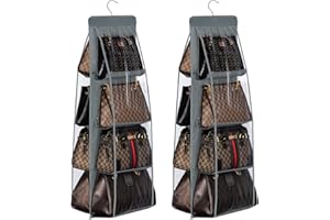 Lirex 2-Pack Handbag Hanging Organizer with 8 Pockets, Foldable Oxford Cloth Hanging Purse Organizer Handbag Storage Hanger C