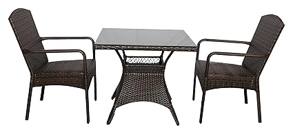 Outkraft Aluminium Wicker Coffee Set 2 Chair and 1 Table