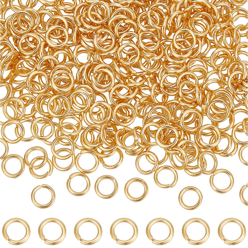 Beebeecraft 1 Box 400Pcs 6mm Jump Rings 24K Gold Plated Stainless Steel Single Loop Open Round Connector Rings for Bracelet Necklace Jewellery Making