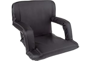 Home-Complete Stadium Seat Chair- Wide Bleacher Cushion with Padded Back Support, Armrests, 6 Reclining Positions and Portable Carry Straps