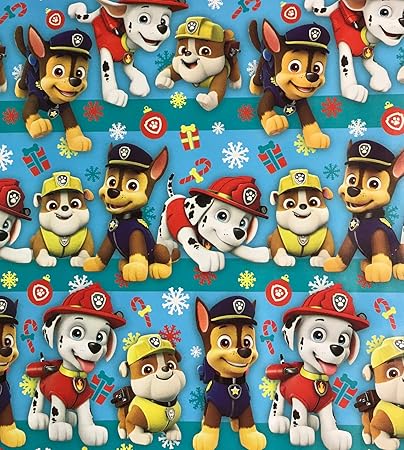 Paw Patrol on Blue Christmas Wrapping 