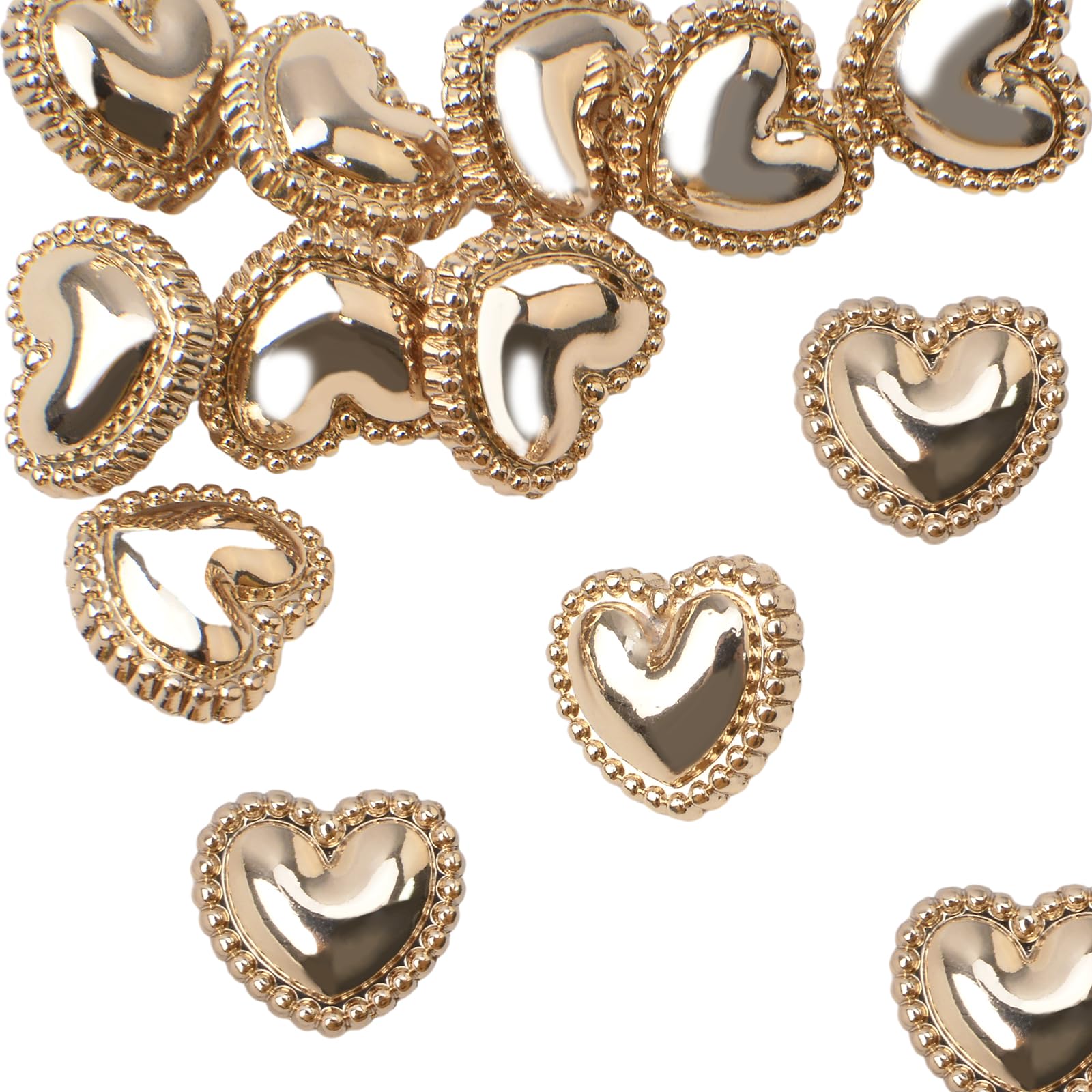 URROMA 30 Pcs Gold Heart Alloy Sewing Buttons, 15mm