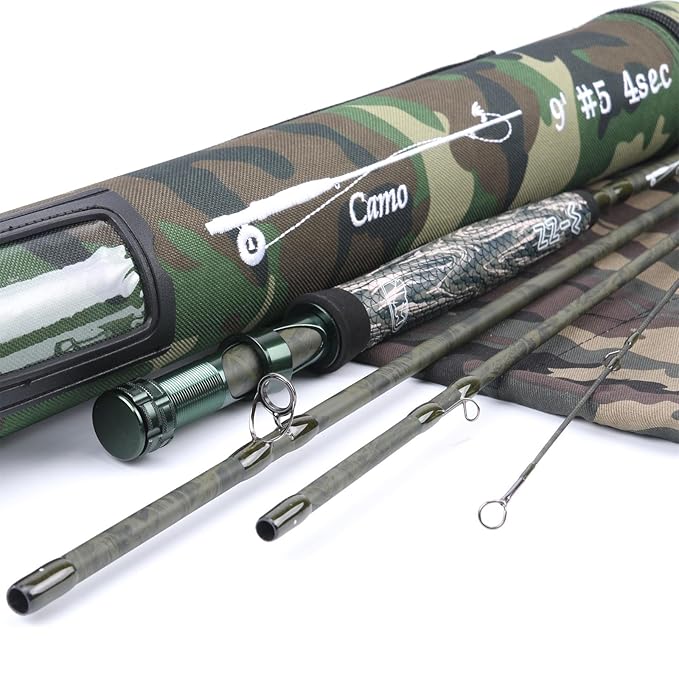 Maxcatch Camo Fly Fishing Rod 9' 5weight 4Pcs with Camo Color Rod Tube