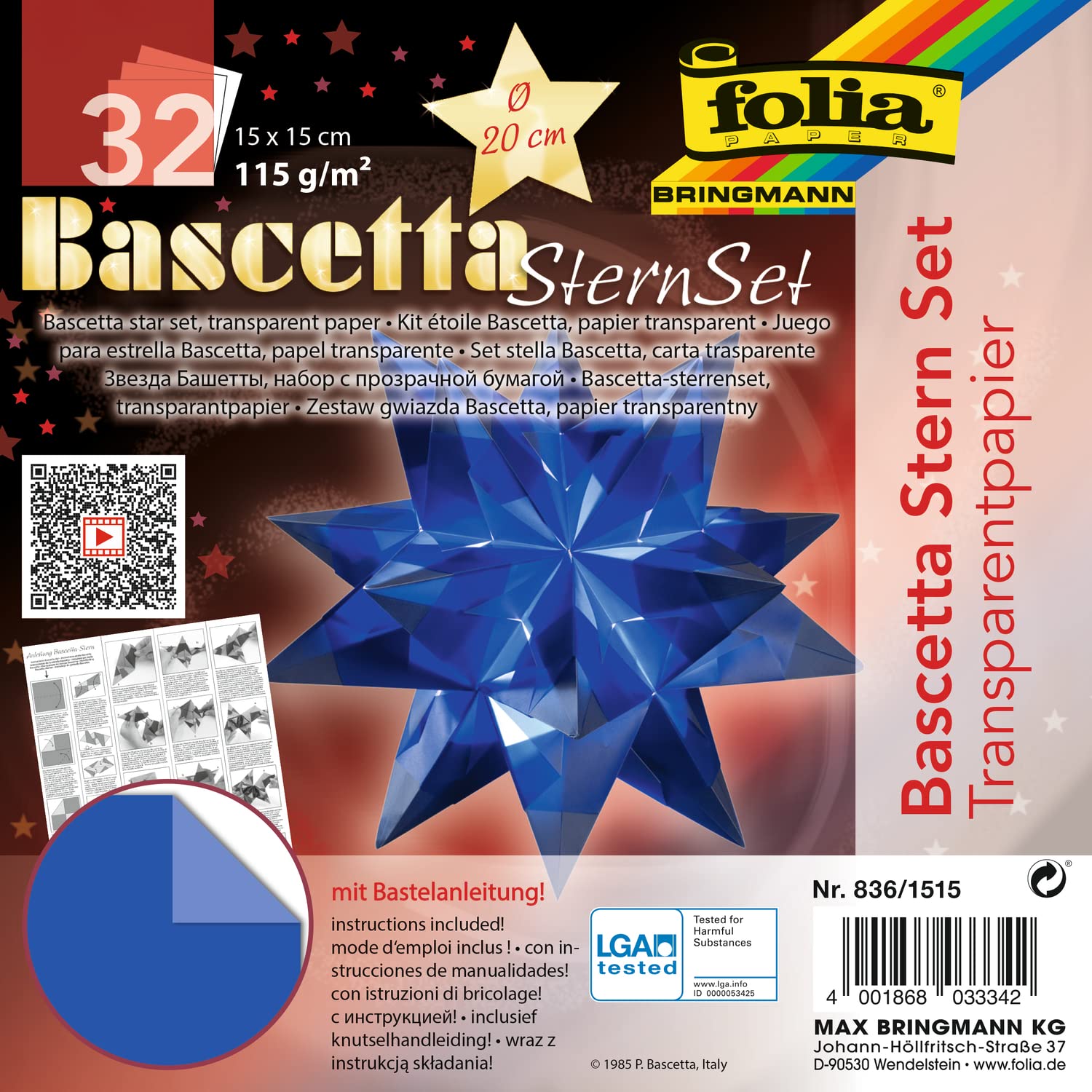 folia 836/3030 Bascetta Star Handicraft set, blue, blue, 15 x 15 cm — image 1