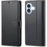 Wallet Case for iPhone 16, RFID Blocking Credit Card Holder, PU Leather Folio Flip Kickstand Protective Shockproof Cover for Apple 16 (Black, for iPhone 16-6.1'')