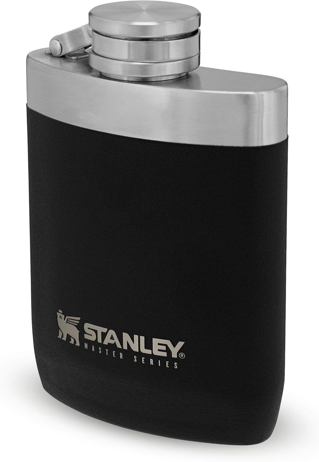 Stanley Master Unbreakable Hip Flask mit Never-Lose Kappe Edelstahl-Flachmann mit weiter Öffnung zum einfachen Befüllen und Ausschenken, | BPA-frei | Lifetime Warranty, Foundry Black, 8OZ / .23L