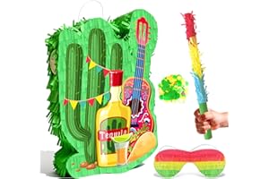 Mexican Cactus Piñata, 4pcs Mexican Pinata Set Includes Cinco De Mayo Cactus Pinata Blindfold Mexican Piñata Stick etc Mexica