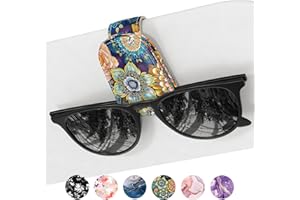 NPOOYI Sunglasses Holder for Car Visor, Magnetic Leather Car Sunglass Holder, Car Sun Visor Glasses Hanger Clip, Car Interior Accessories for Women Men, Fits All Size Eyeglasses