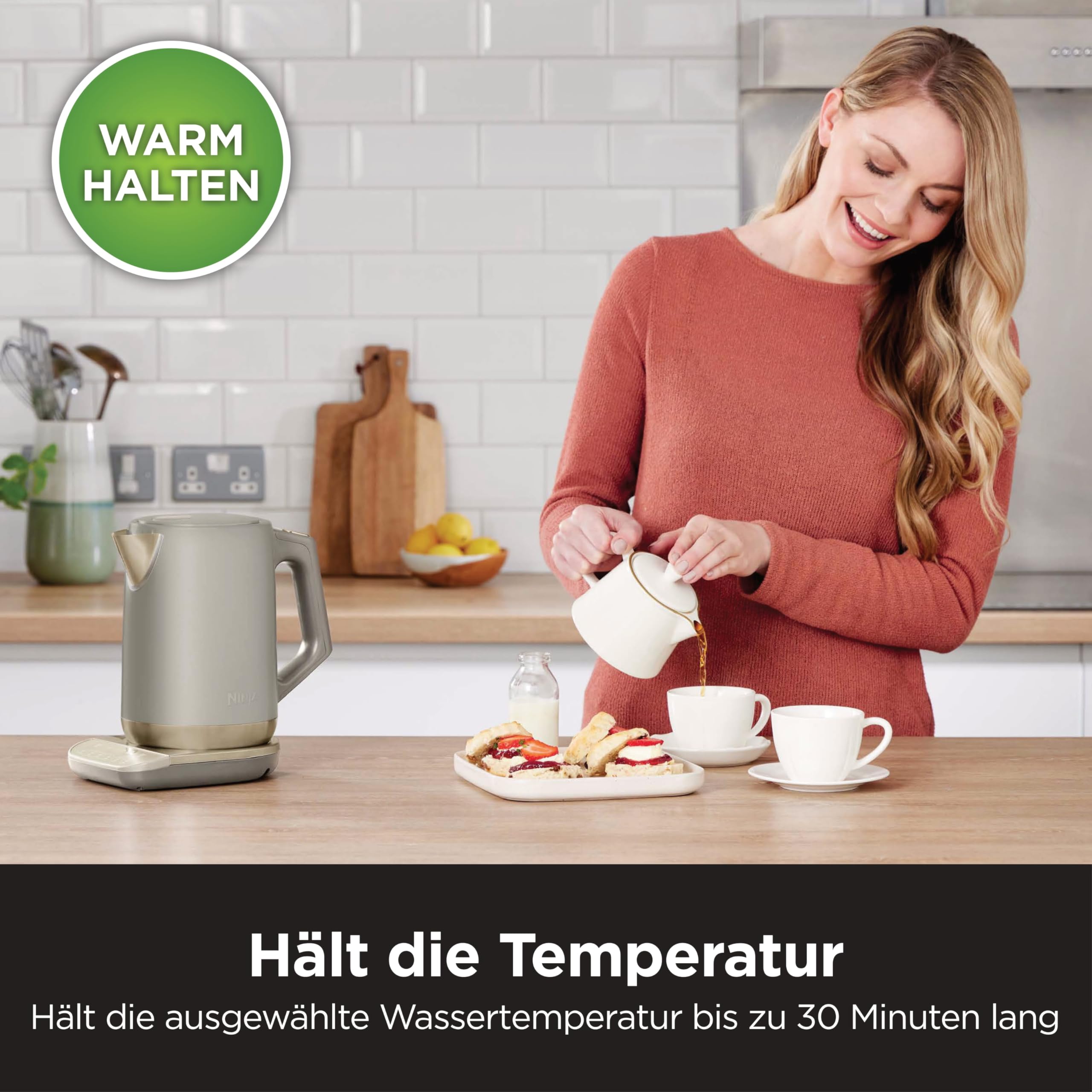 Ninja Perfect Temperature Wasserkocher, 1,7 l, Schnellkochfunktion, 6 Temperaturstufen, Warmhaltefunktion, Stonegold, KT201EUSTGD 6