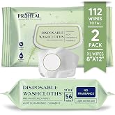 Adult Wet Wipes for Elderly, Extra Large Disposable Washcloths, 112 Count | Incontinence Wipes -12x8" XL Body Wipes -No Rinse Adults Bathing Wash Cloths -Unscented Cleansing Wipes for Men and Women