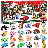 JOICEE 2026 Christmas Advent Calendar with Mini 3D Printed Animals Toys | 24 Days Mini 3D Printed Animal Figurines with Big Eyes Flexible Fidget Toys for Kids Boys Girls Xmas Party Favors Gifts