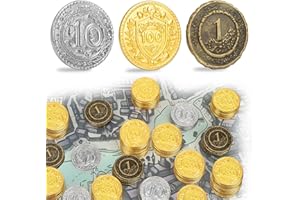 Byhoo 30 PCS Metal DND Coins, 1.2" Gold Silver Copper Tokens with Face Value for Board Game and Tabletop RPG, Fantasy Metal C