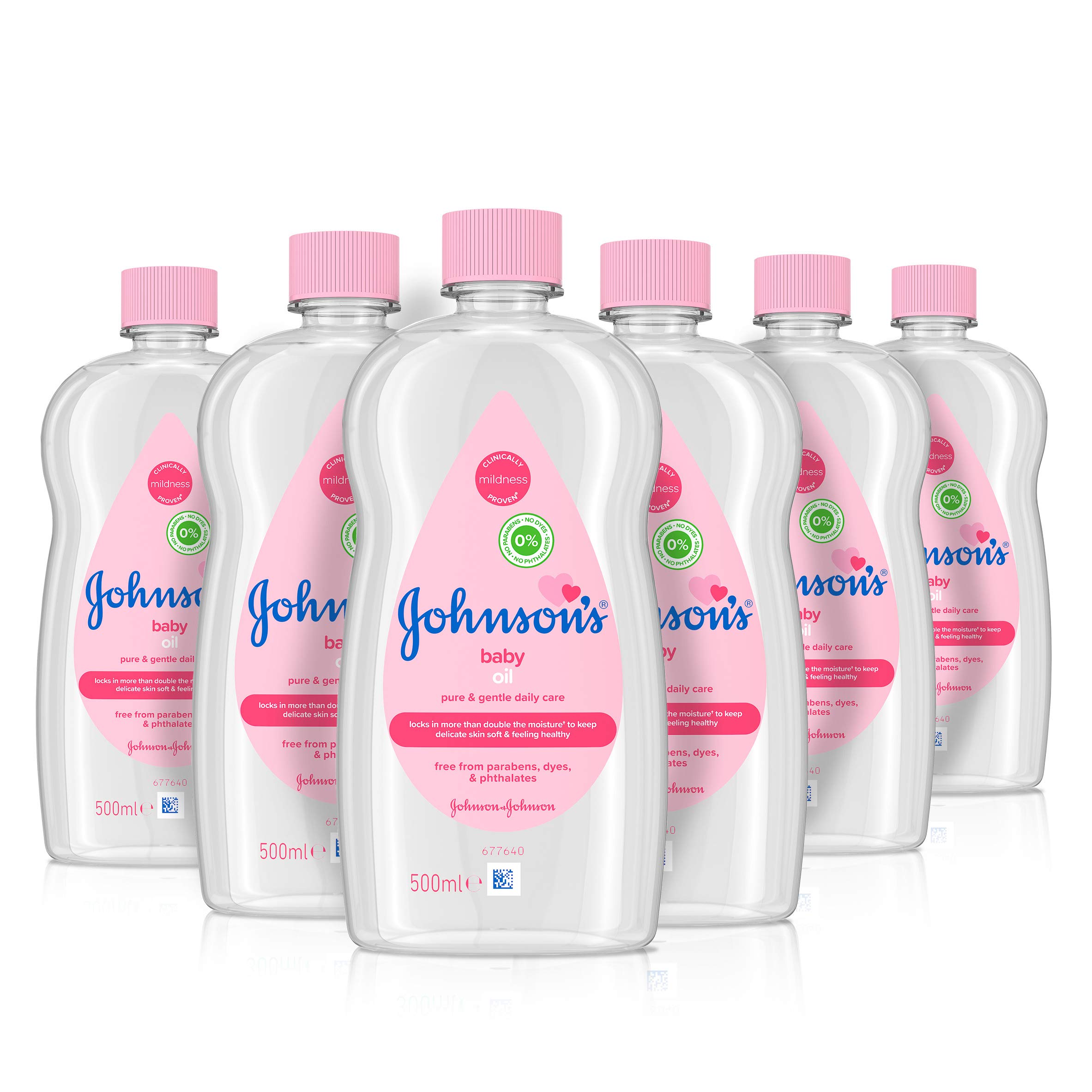Johnson's Baby Oil 500ml Double Moisture Healthy Skin 6 Pack