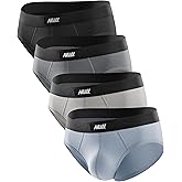 Nullktie Men's Cotton Briefs Underwear 4 Pack, Low Rise Men Brief with Comfort Waistband