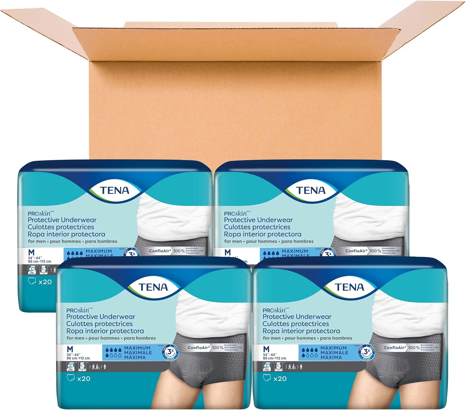 Tena ProSkin Incontinence Underwear for Men, Maximum Absorbency, Large, 72 ct: Health & Personal Care