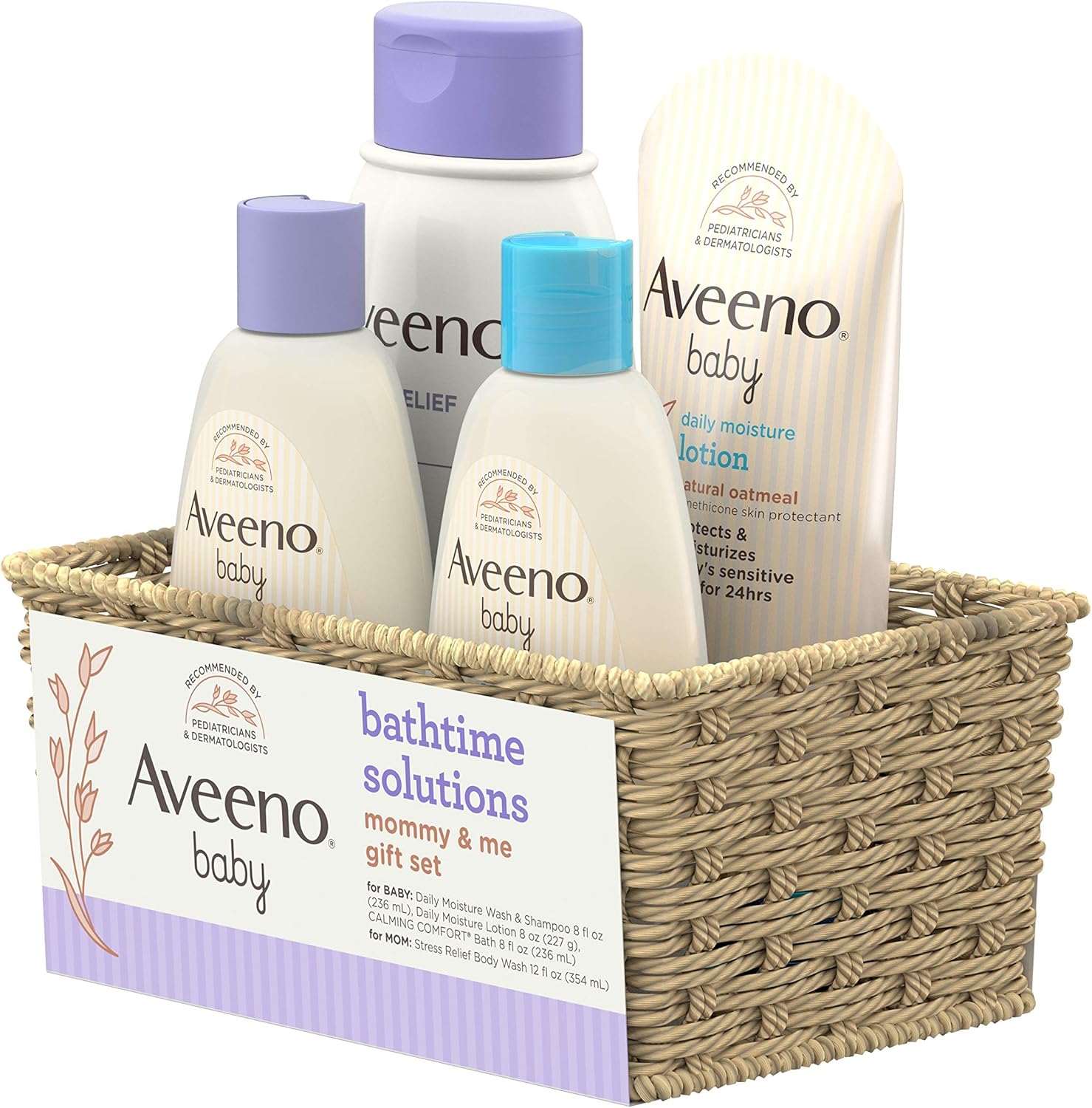 Aveeno Baby Mommy & Me Daily Bathtime Gift Set including Baby Wash & Shampoo, Calming Baby Bath & Wash, Baby Moisturizing Lotion & Stress Relief Body Wash for Mom, 4 Items: Health & Personal Care