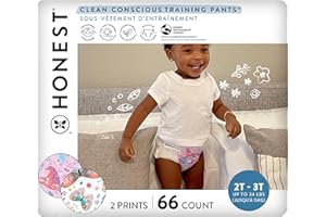 The Honest Company Clean Conscious Training Pants for Sensitive Skin, Hypoallergenic, Fragrance-Free, Magical Moments Butterfly Kisses Size 2T/3T (up to 34 lbs), 66 Count