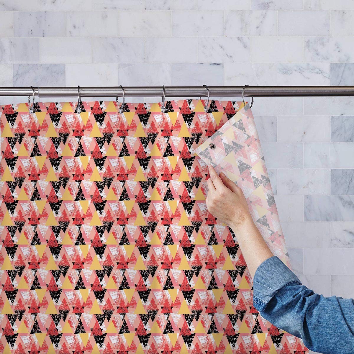 ArtzFolio Geometrical Behaviour D5 Washable Waterproof Shower Curtain