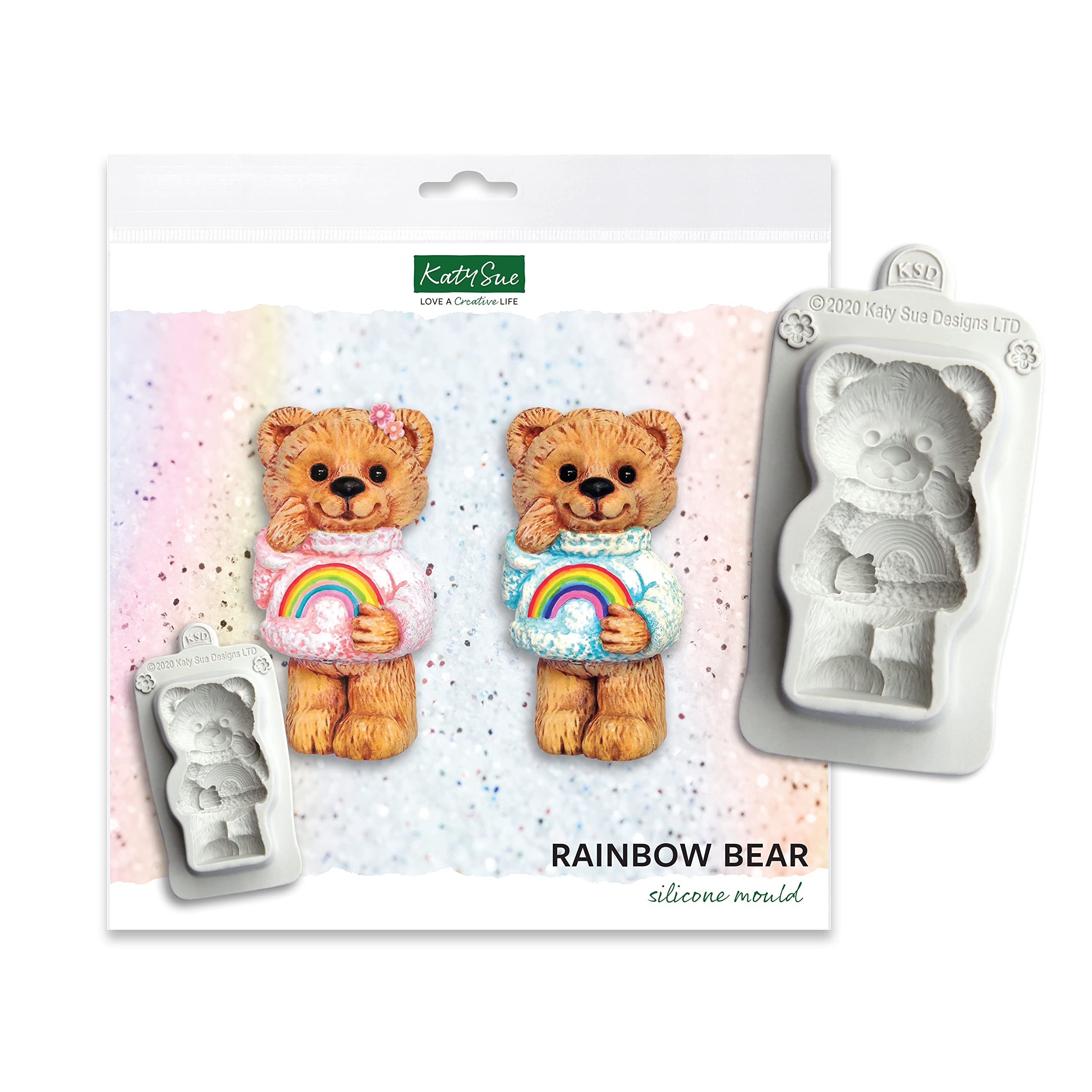 Katy Sue CF0020 Rainbow Bear Silicone Mould for Cake Decorating, Crafts, Cupcakes, Sugarcraft, Candies, Cards and Clay, Food Safe Approved, Made in The UK Grey