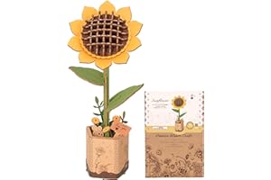 ROBOTIME Sunflower 3D Wooden Puzzle for Adults - DIY Crafts Building Kit, Relaxing Stress Relief Home Decor Art Model, Unique Birthday Gift for Mom, Women, Her